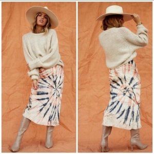 NWT Free People Serious Swagger Tie Dye Midi Skirt
